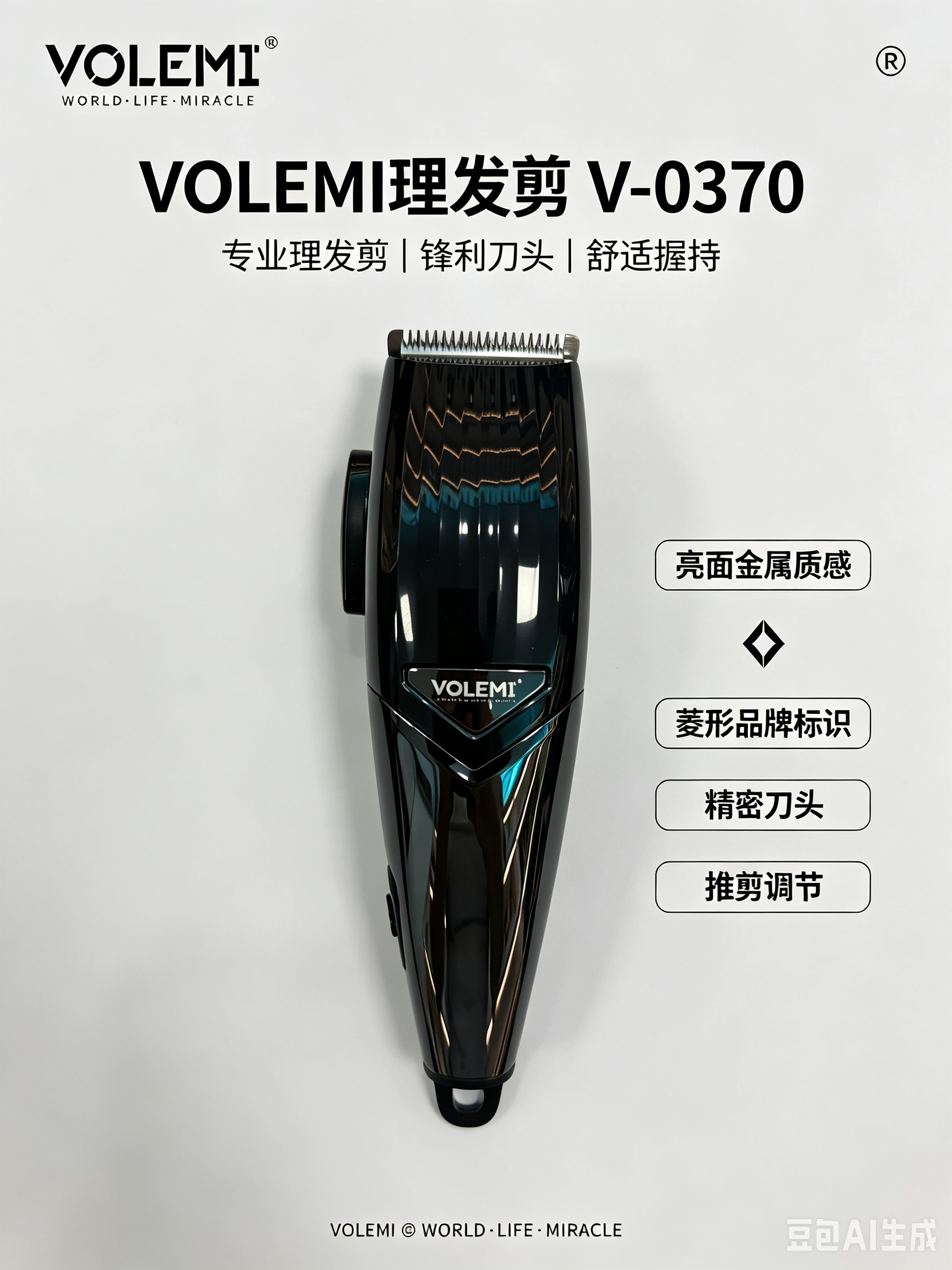 VOLEMI Cordless Hair Clipper Adjustable Guide Comb V-0370
