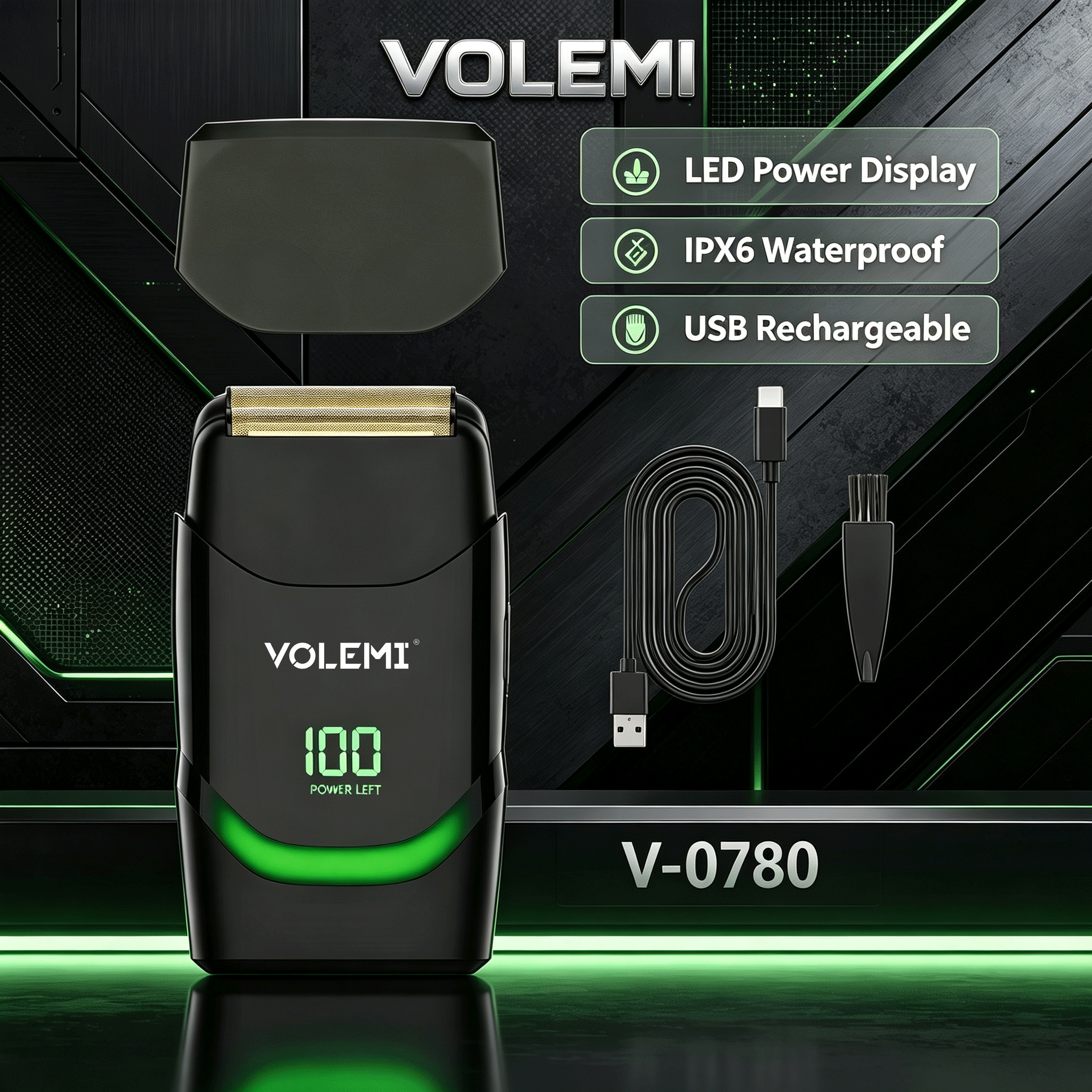 VOLEMI Pro Cordless Hair Clipper Low Noise Steel Blade V-0780