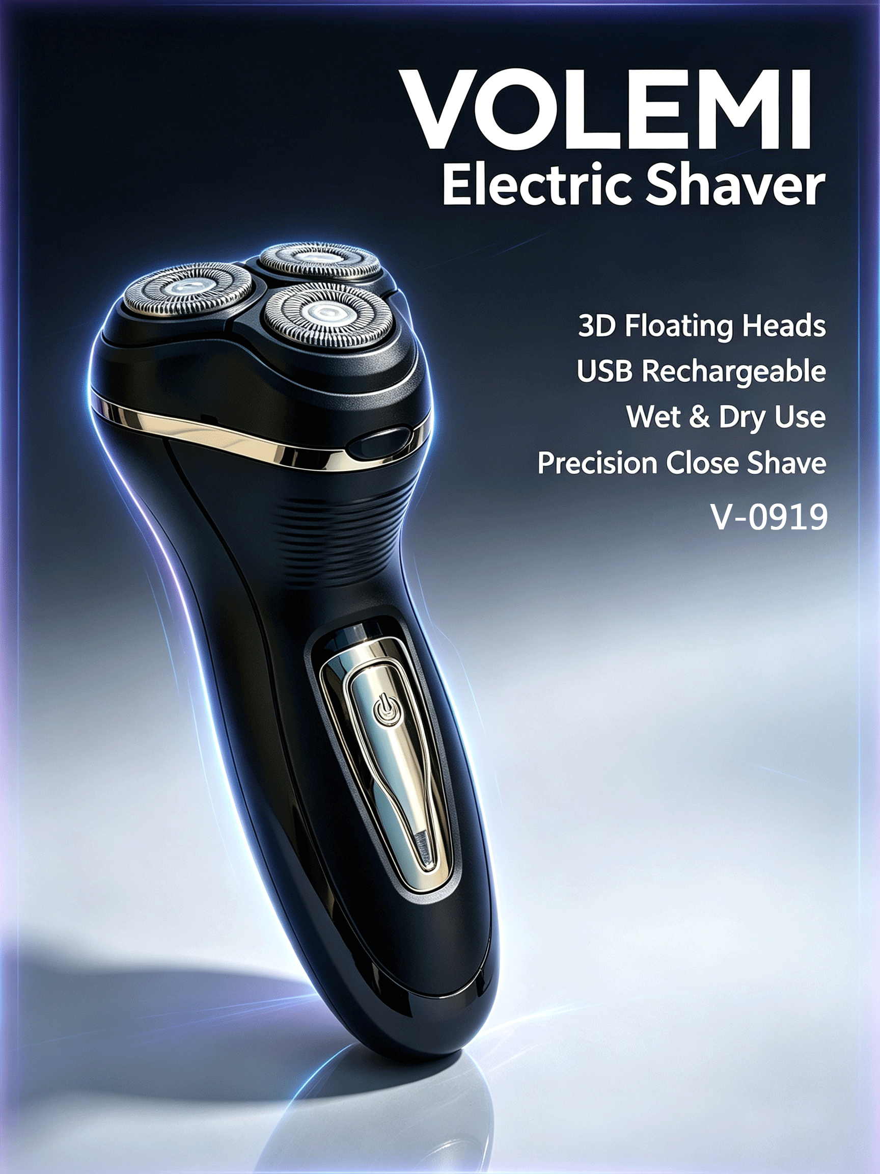 VOLEMI Men's Shaver Floating Foil Wet Dry Type-C V-0919