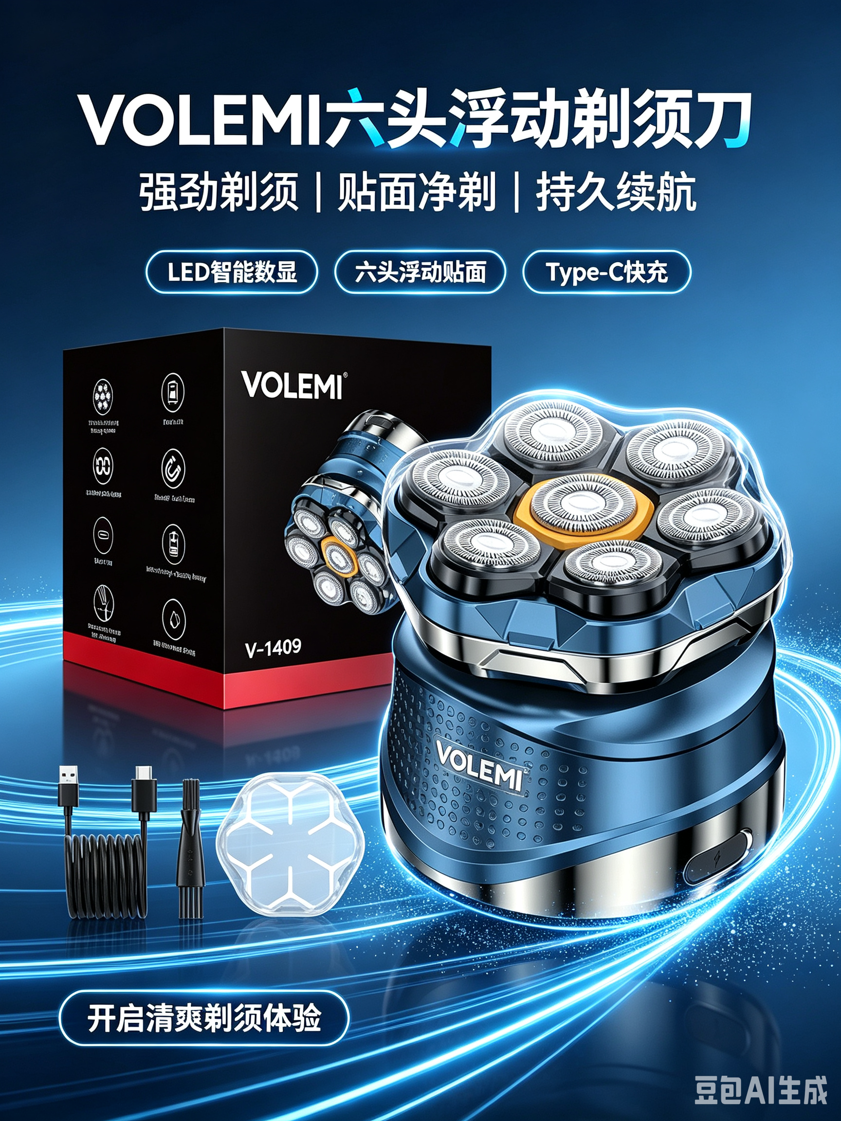 VOLEMI Professional Cordless Hair Clipper Rechargeable V-1409