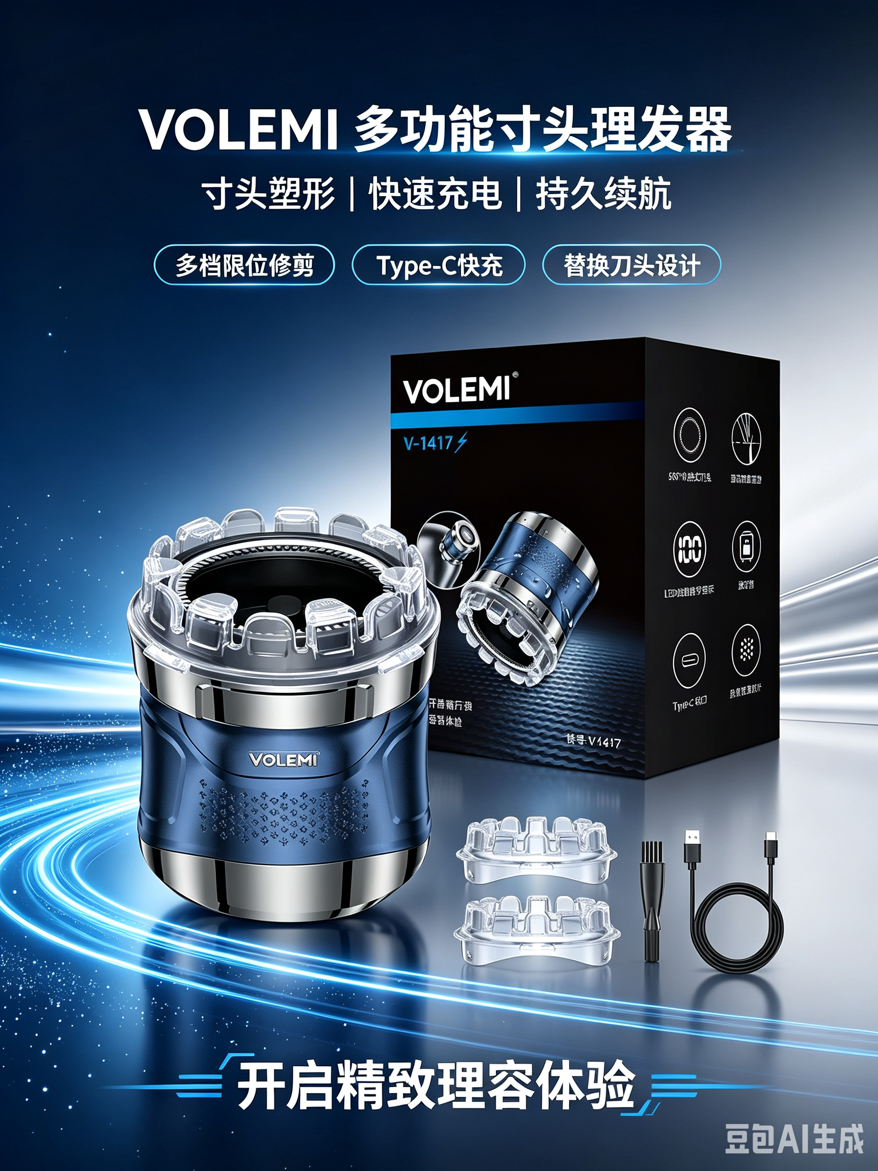 VOLEMI Professional Hair Clipper Cordless Rechargeable V-1417