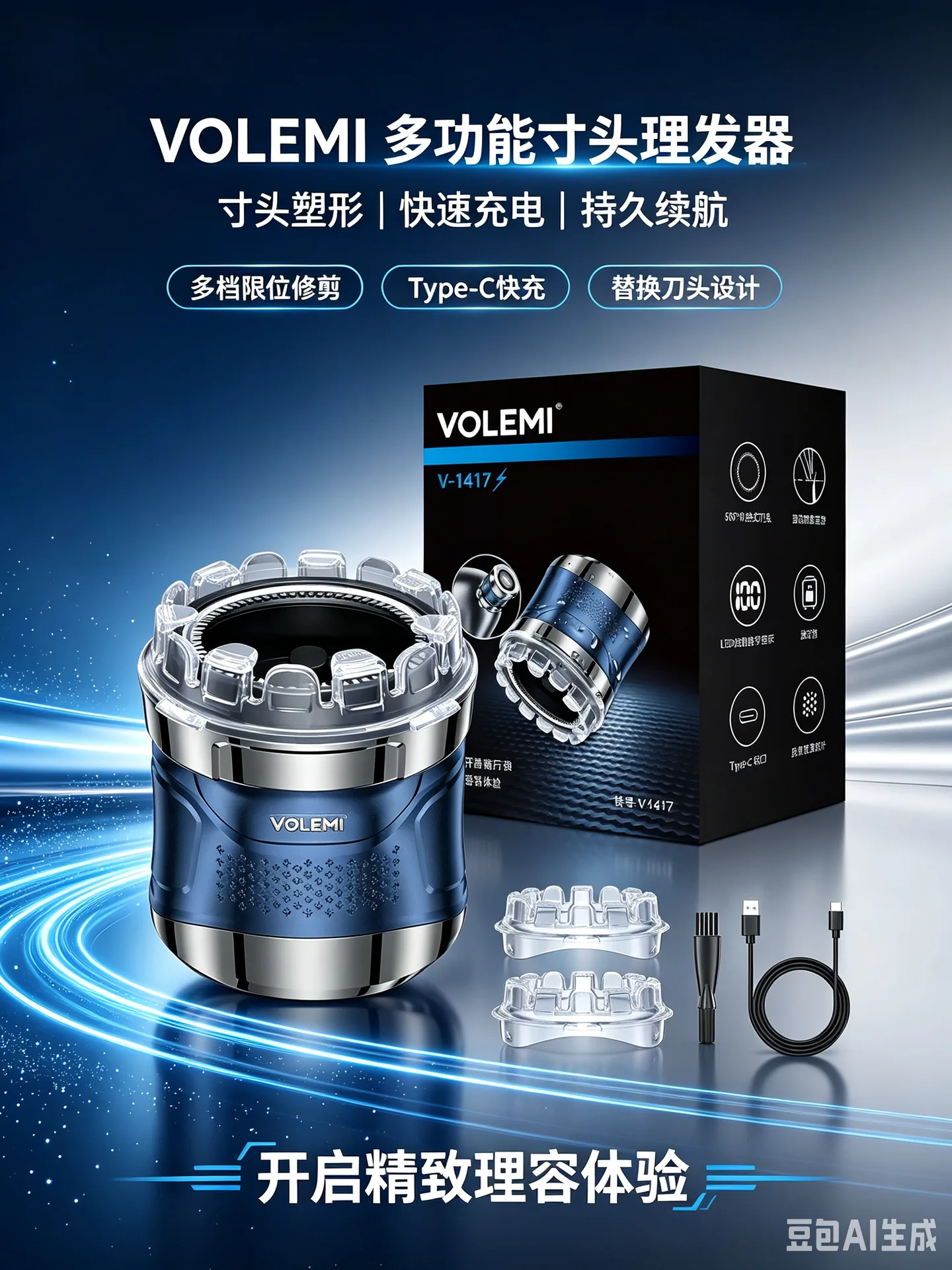VOLEMI Professional Hair Clipper Cordless Rechargeable V-1417