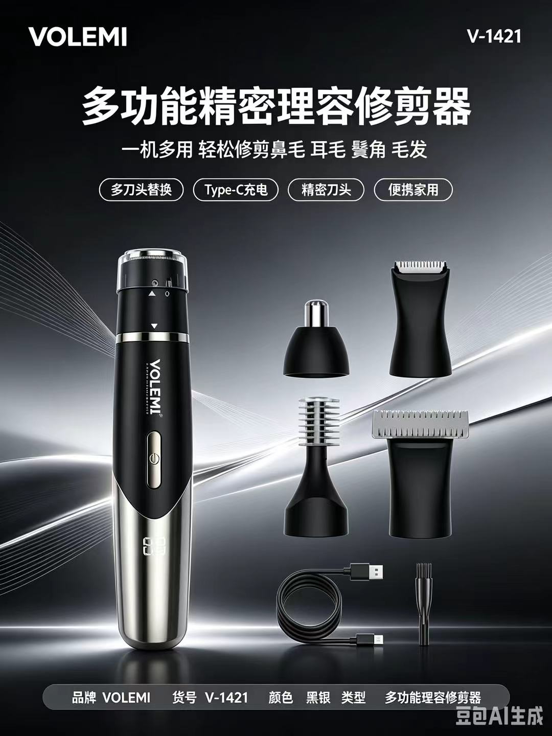 VOLEMI Professional Cordless Hair Clipper Quiet Motor V-1421