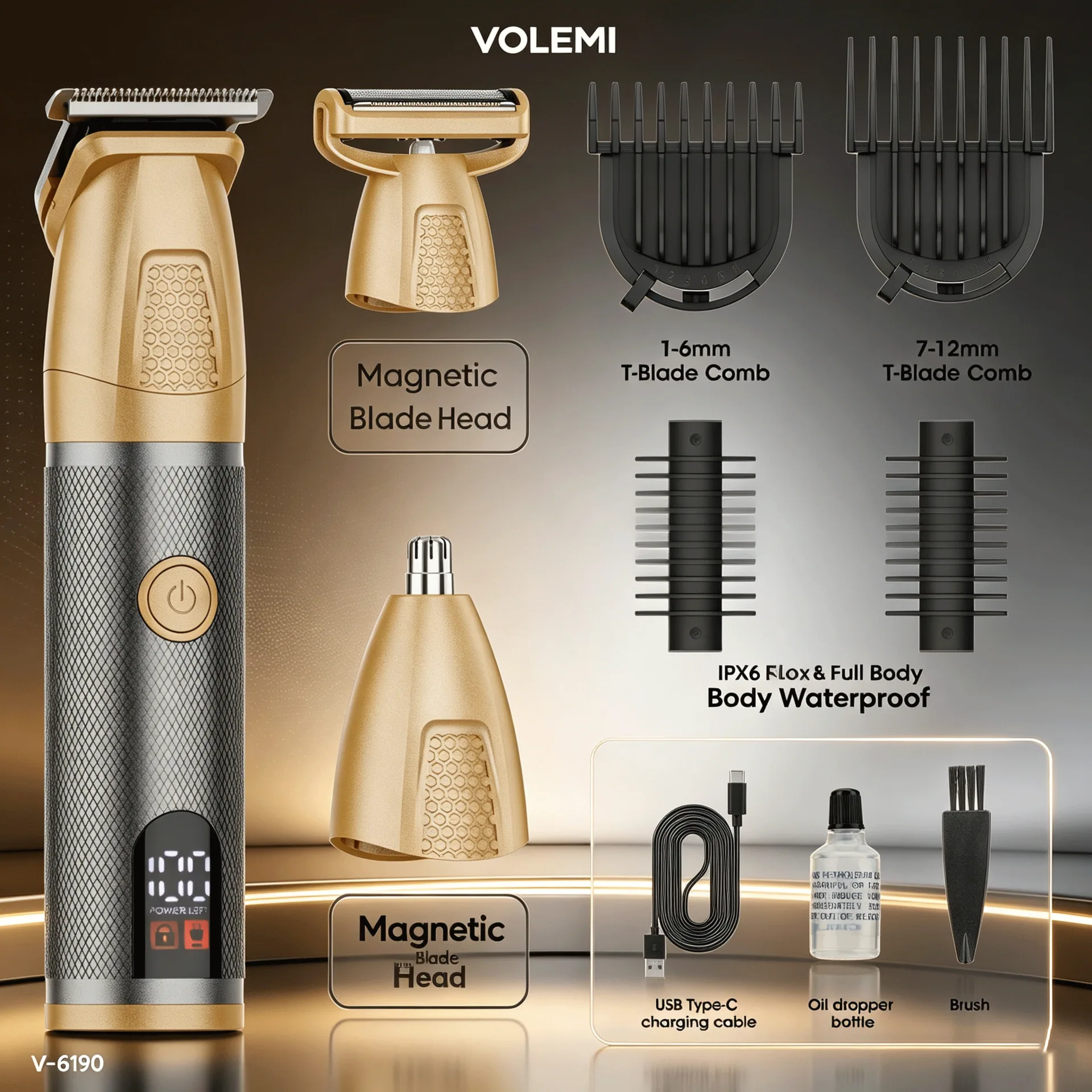 VOLEMI Rechargeable Hair Clipper Kit V-6190