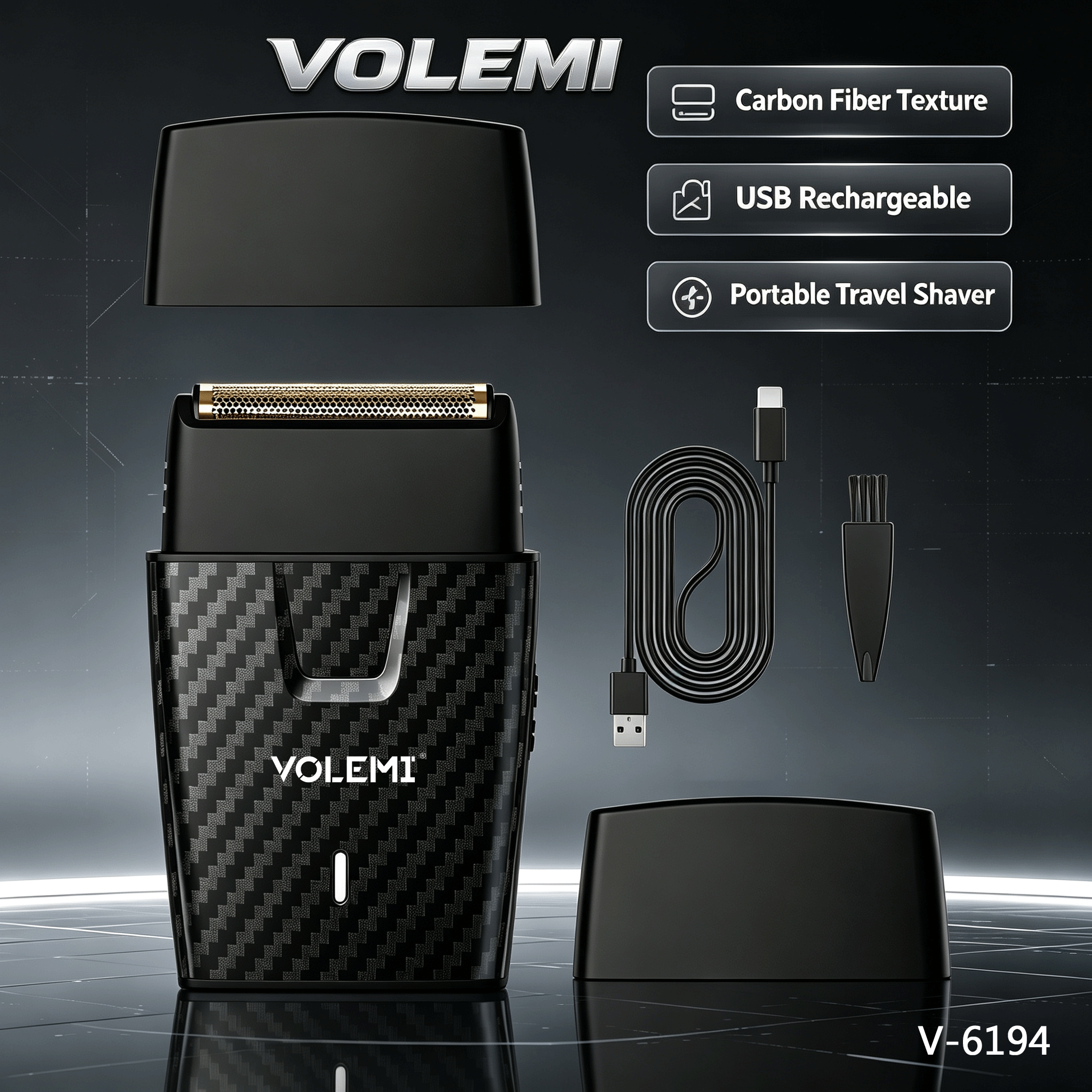 VOLEMI Rechargeable Hair Clipper Washable Steel Blade V-6194