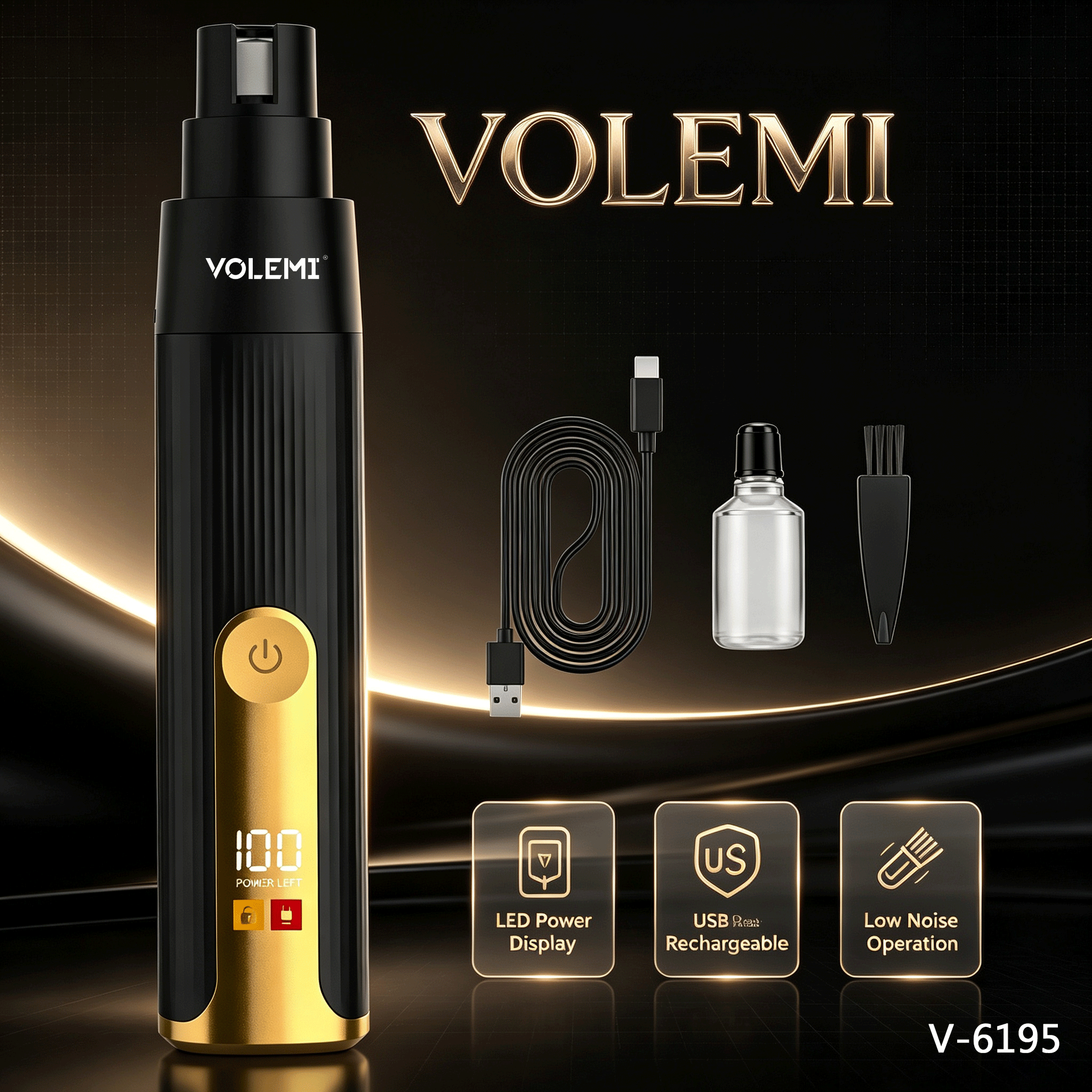 VOLEMI Professional Cordless Hair Clipper Type-C Rechargeable V-6195