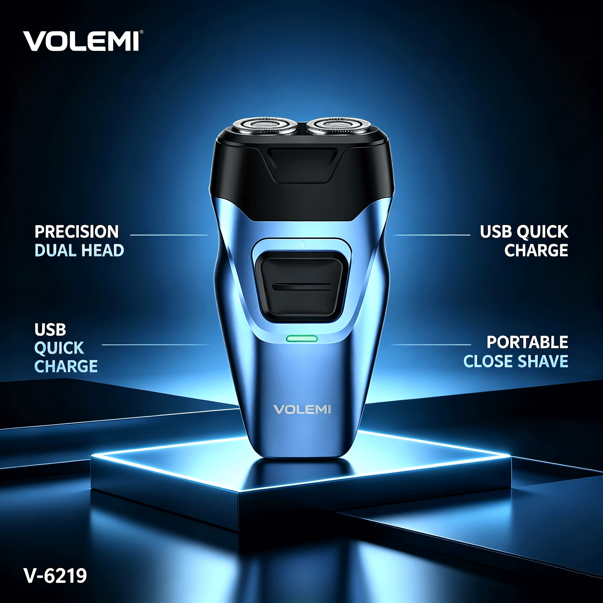 VOLEMI Men's Shaver Floating Foil Wet & Dry USB Rechargeable V-6219