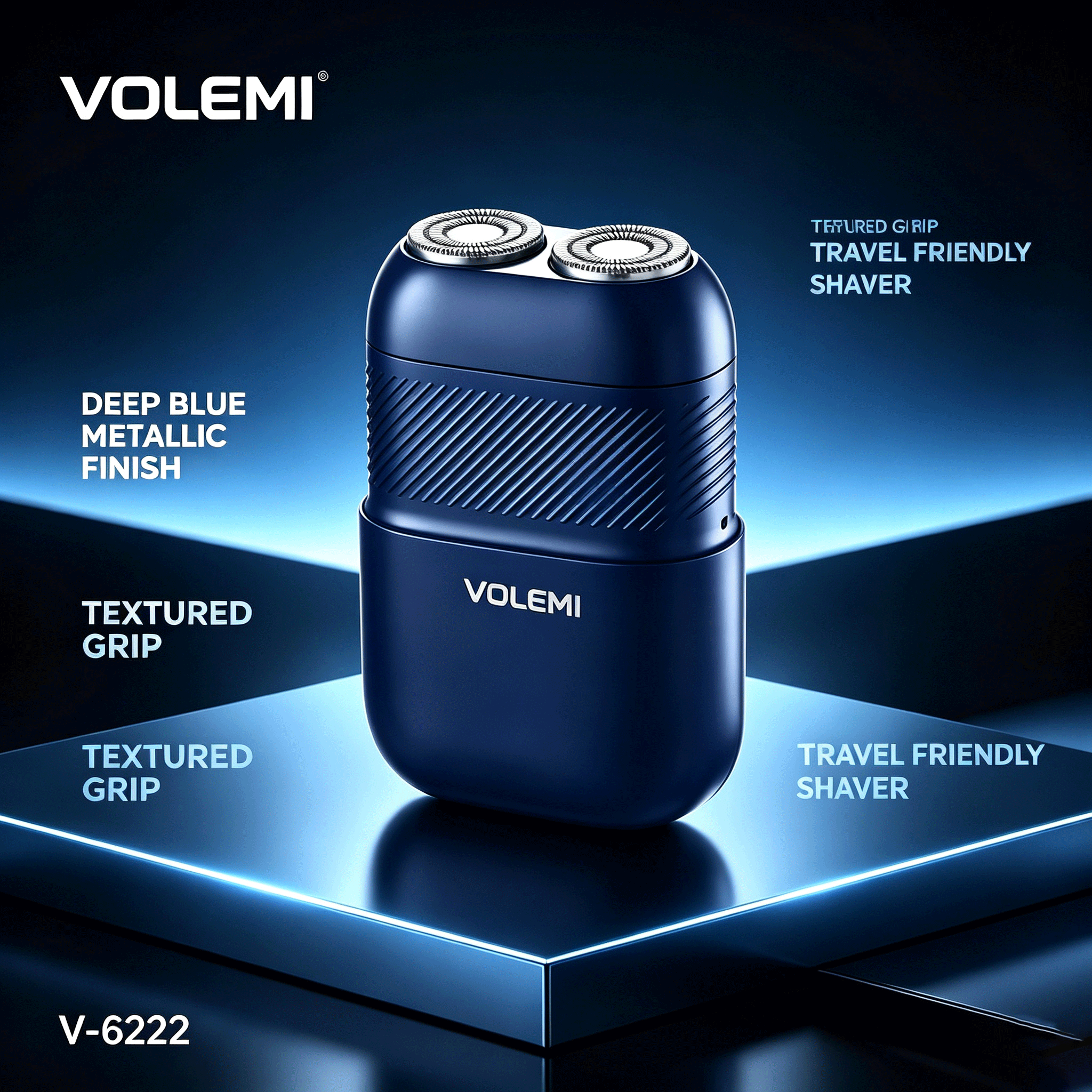 VOLEMI Men's Shaver Rotary Head Wet & Dry Type-C Rechargeable V-6222