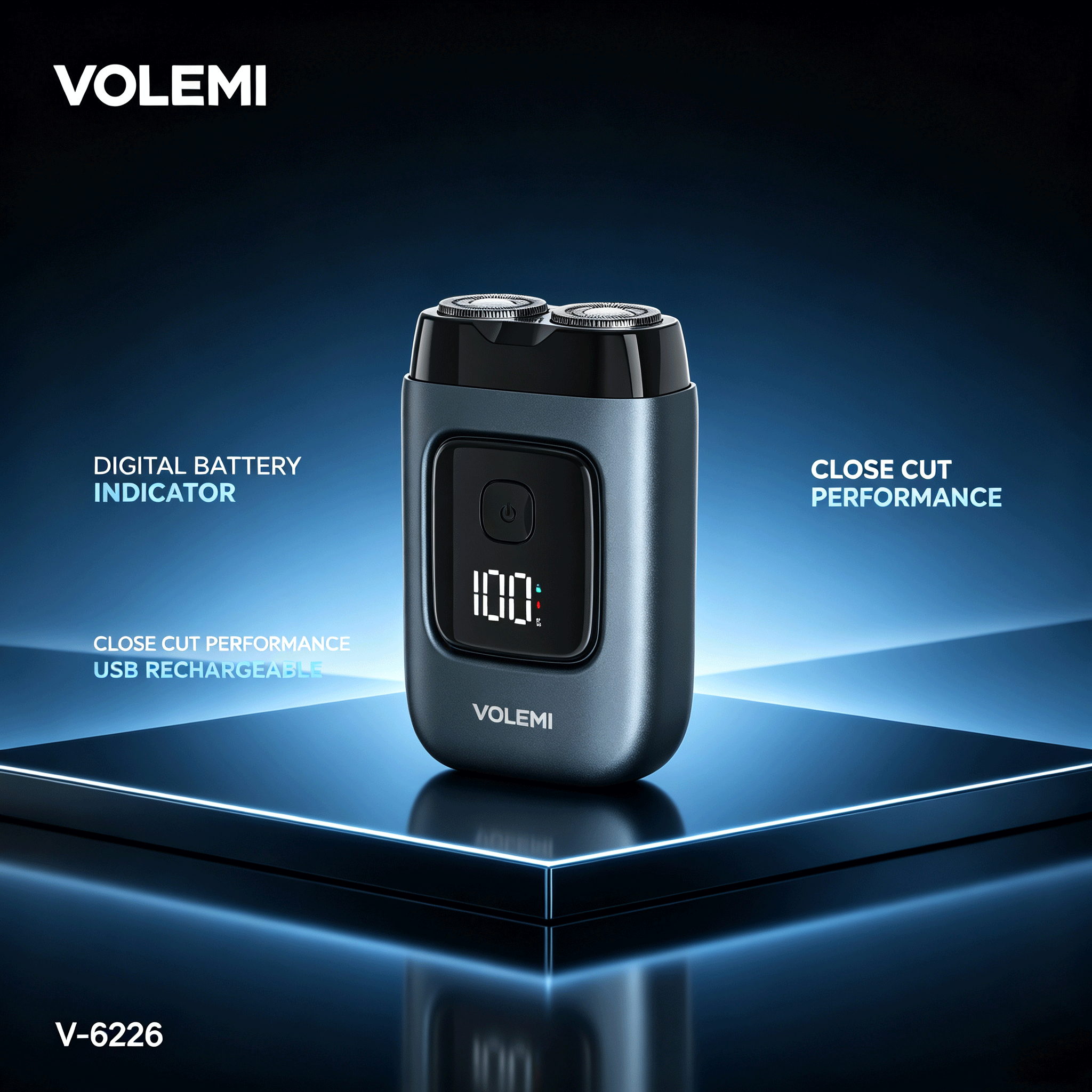 VOLEMI Men's Shaver Rotary Head Wet & Dry Travel Razor V-6226