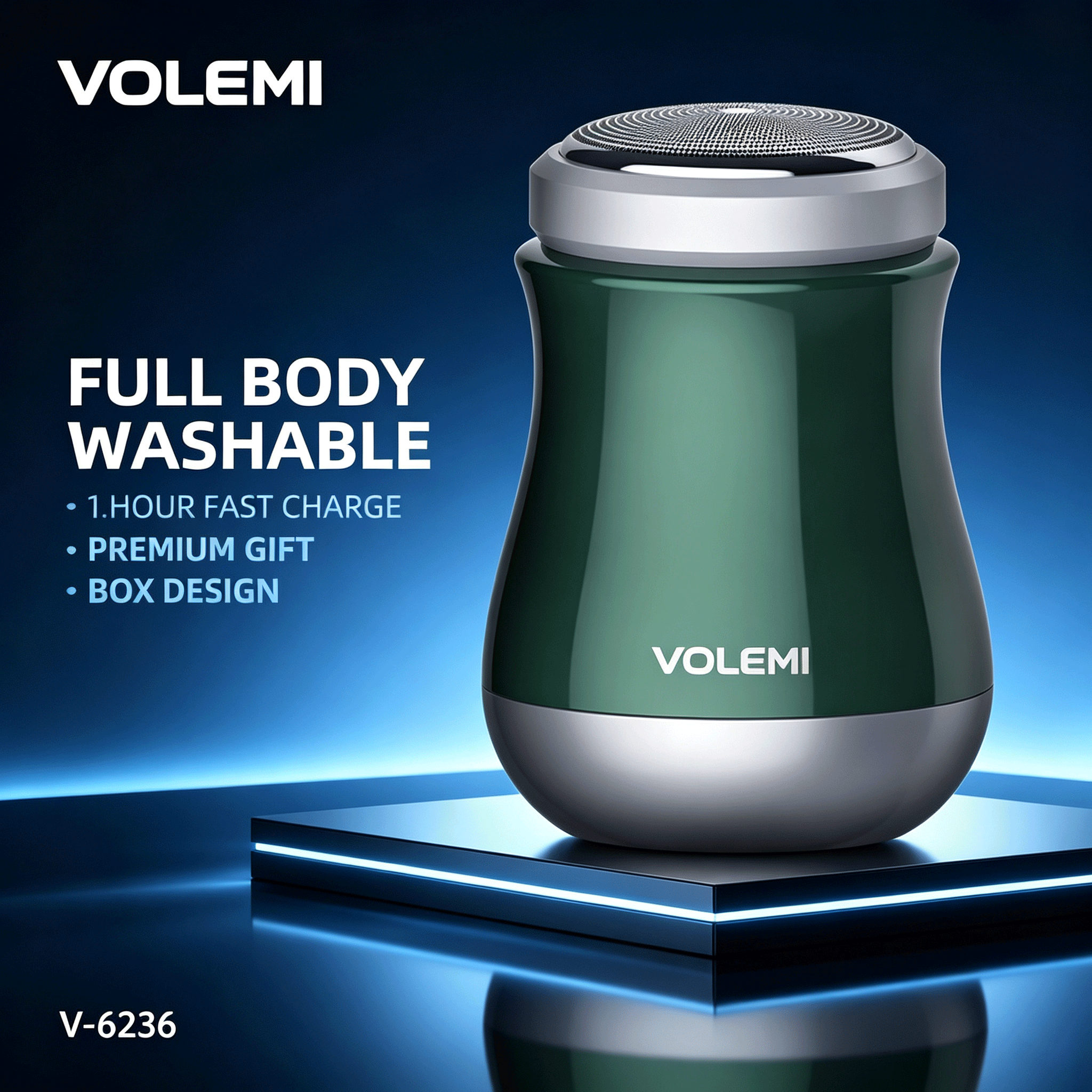 VOLEMI Men's Shaver Premium Waterproof Rechargeable Type-C V-6236