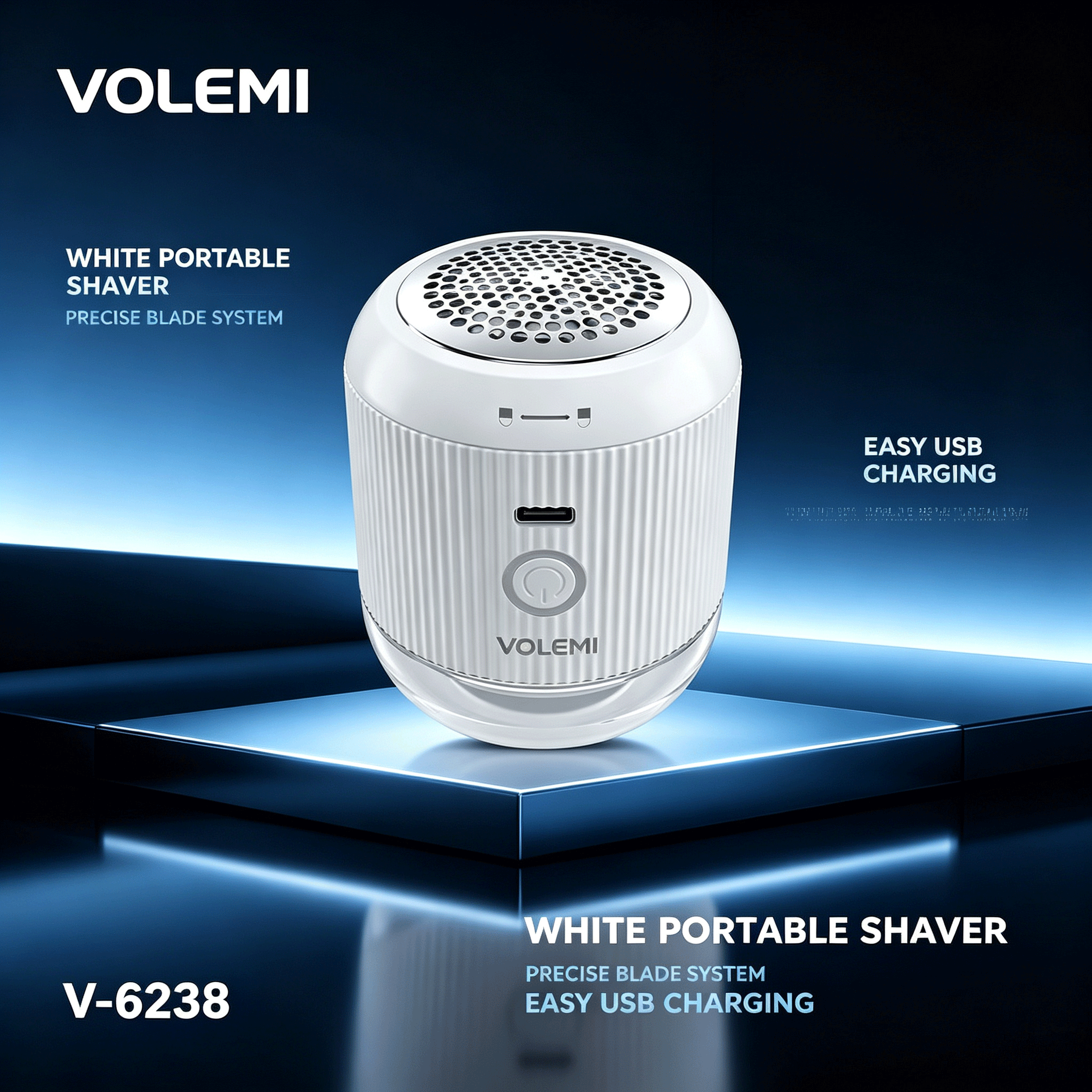 VOLEMI Men's Shaver Rotary Head Wet & Dry USB Rechargeable V-6238