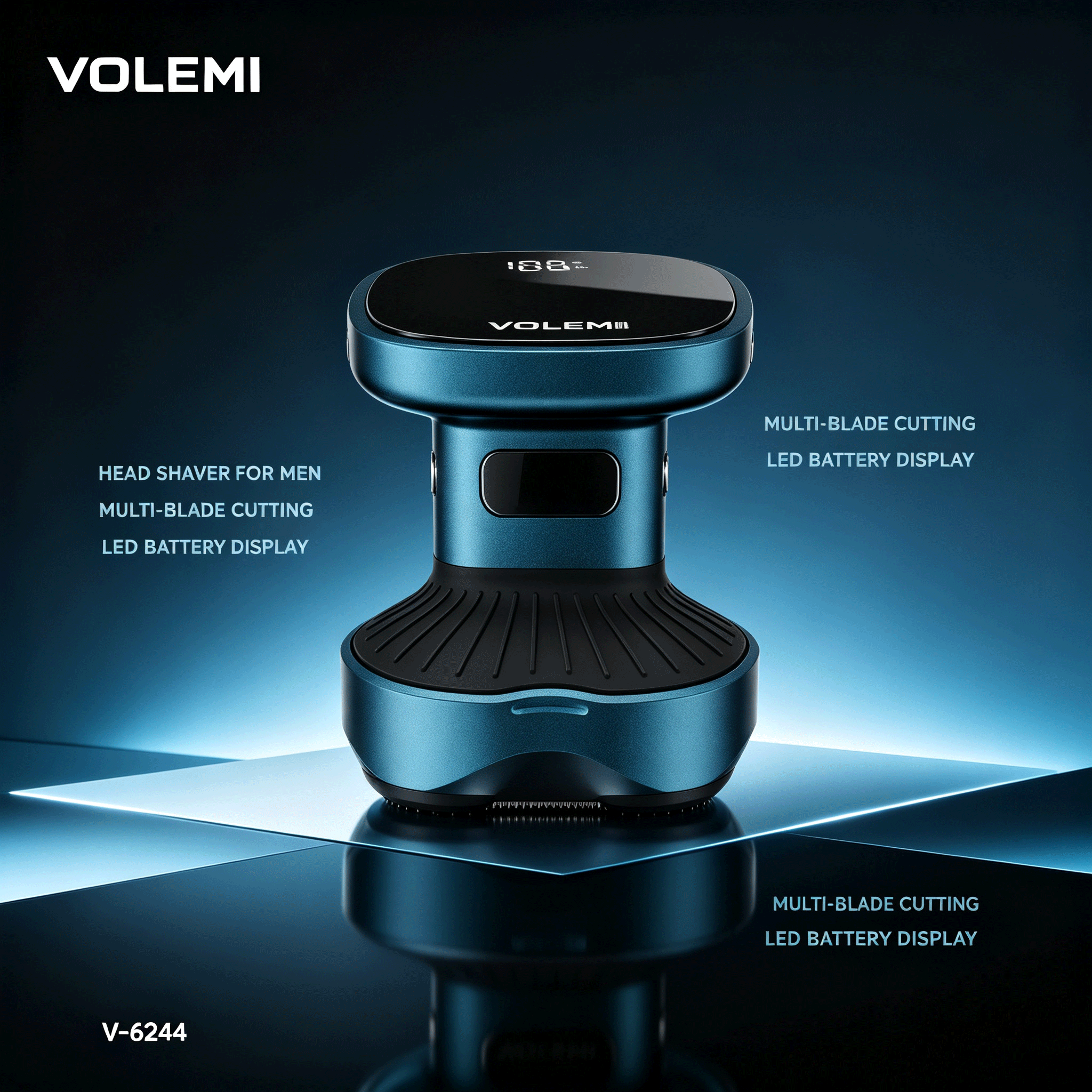 VOLEMI Men's Shaver Wet Dry Floating Head Type-C Rechargeable V-6244