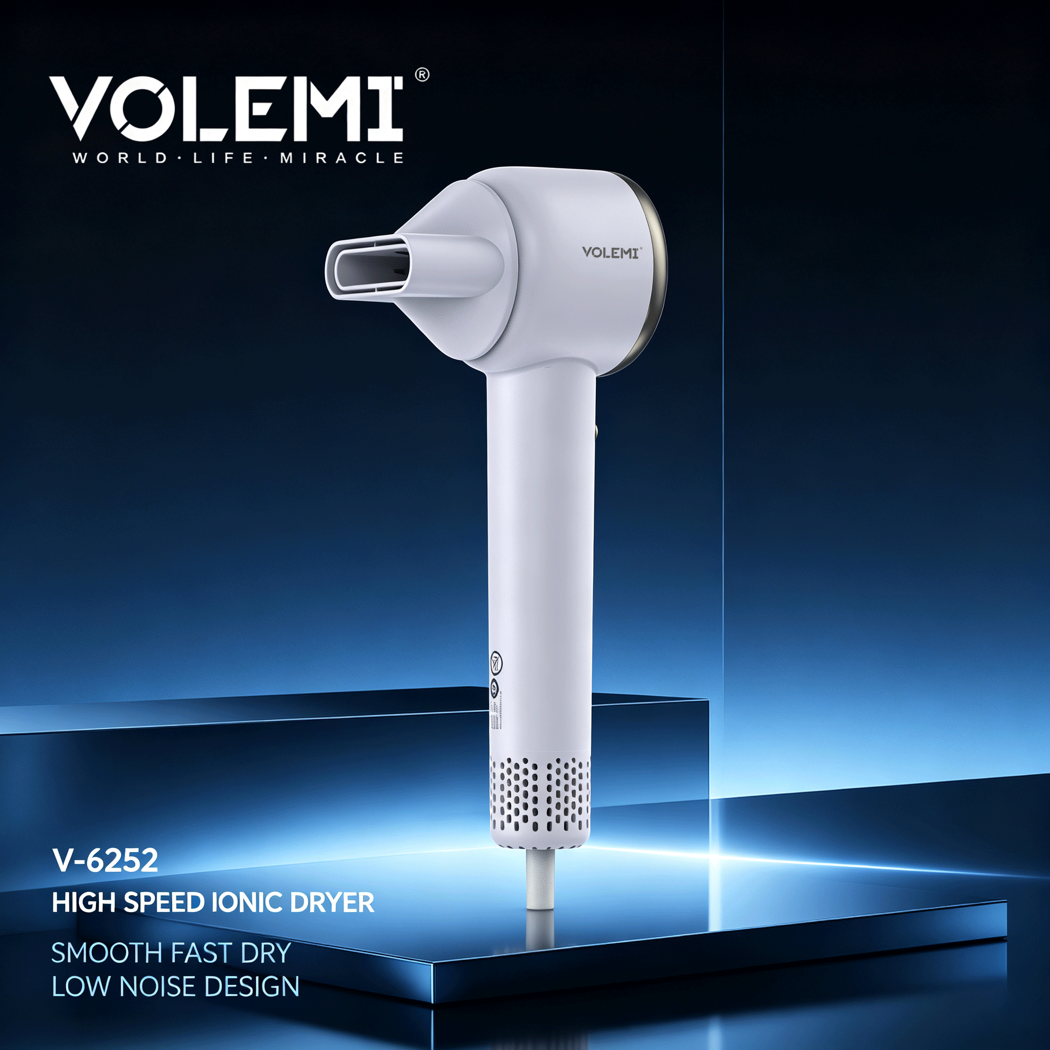 VOLEMI Hair Dryer 2200W Brushless Ionic Pro Salon V-6252