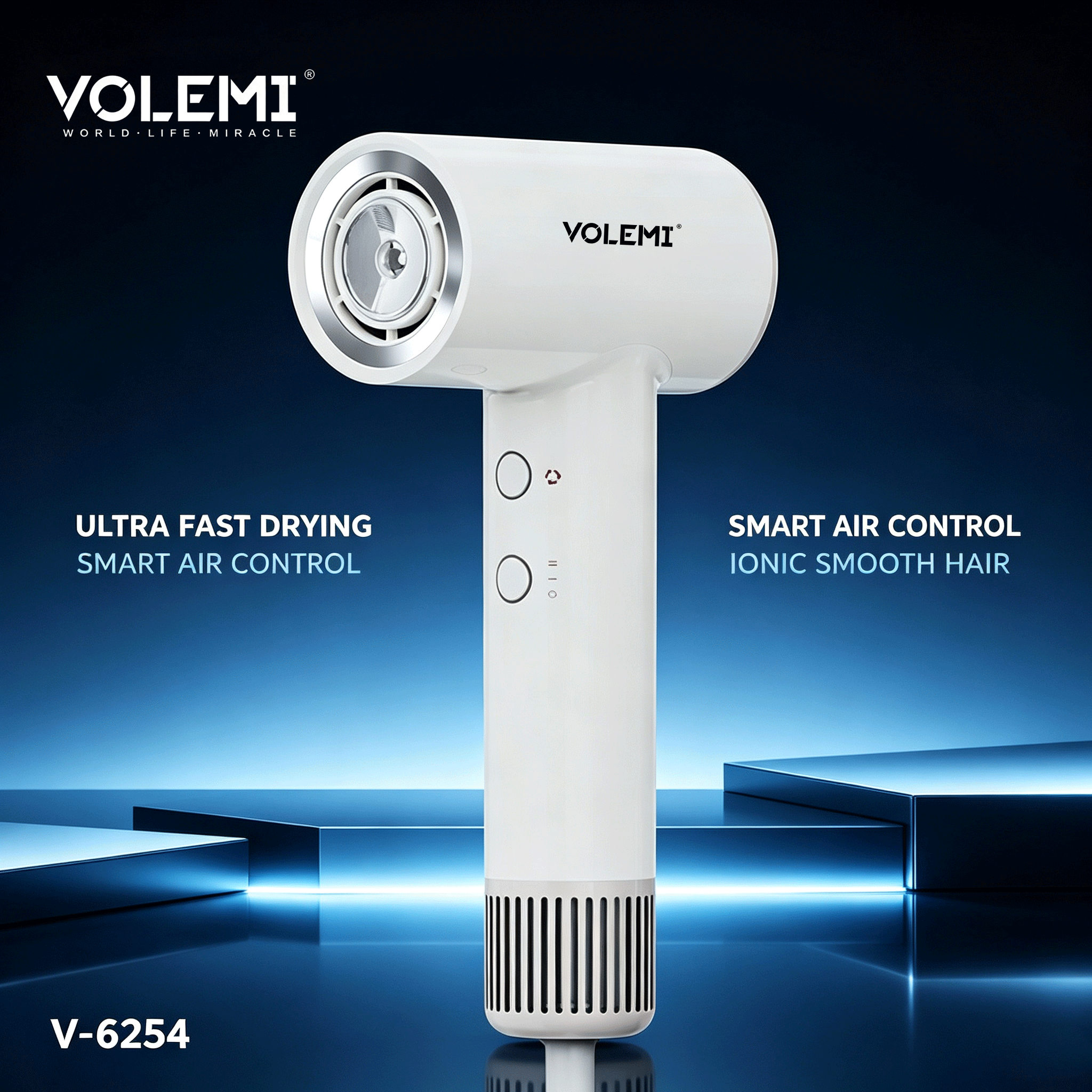 VOLEMI Lightweight Ionic Hair Dryer Home Salon V-6254