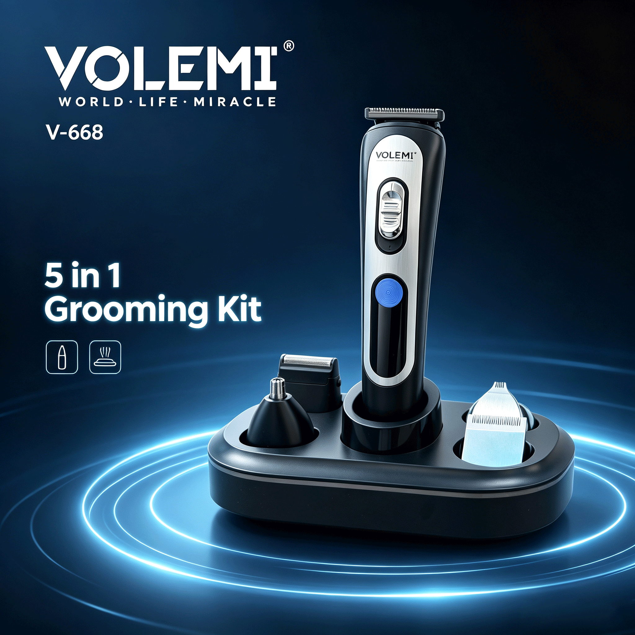 VOLEMI Men's Shaver Wet & Dry Floating Foil Type-C V-668