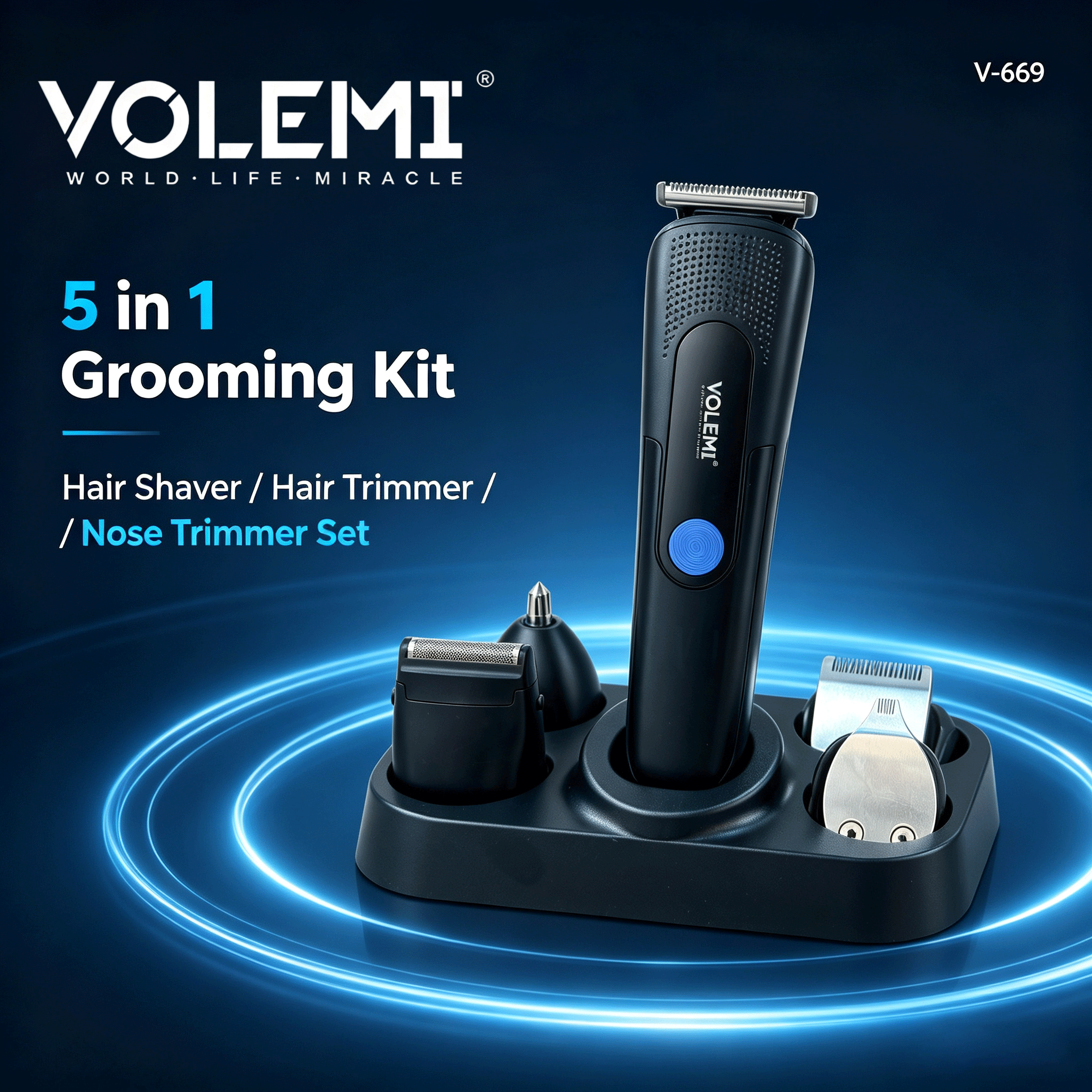VOLEMI Men's Shaver Rotary Head Wet & Dry USB V-669