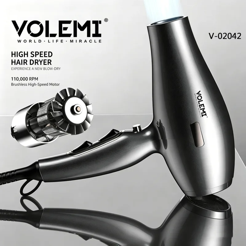 VOLEMI High-Speed Brushless Motor Hair Dryer Silver V-02042
