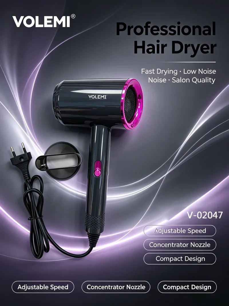 VOLEMI Professional Hair Clipper Black Purple Ring V-02047