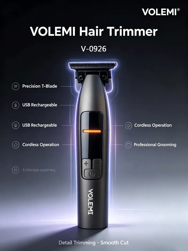 VOLEMI Hair Clipper Adjustable Guide Combs Quiet Motor V-0926