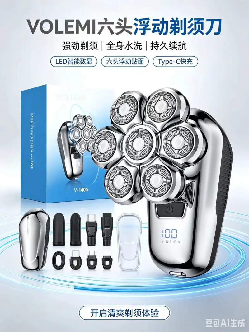 VOLEMI Professional Cordless Hair Clipper Steel Blade V-1405