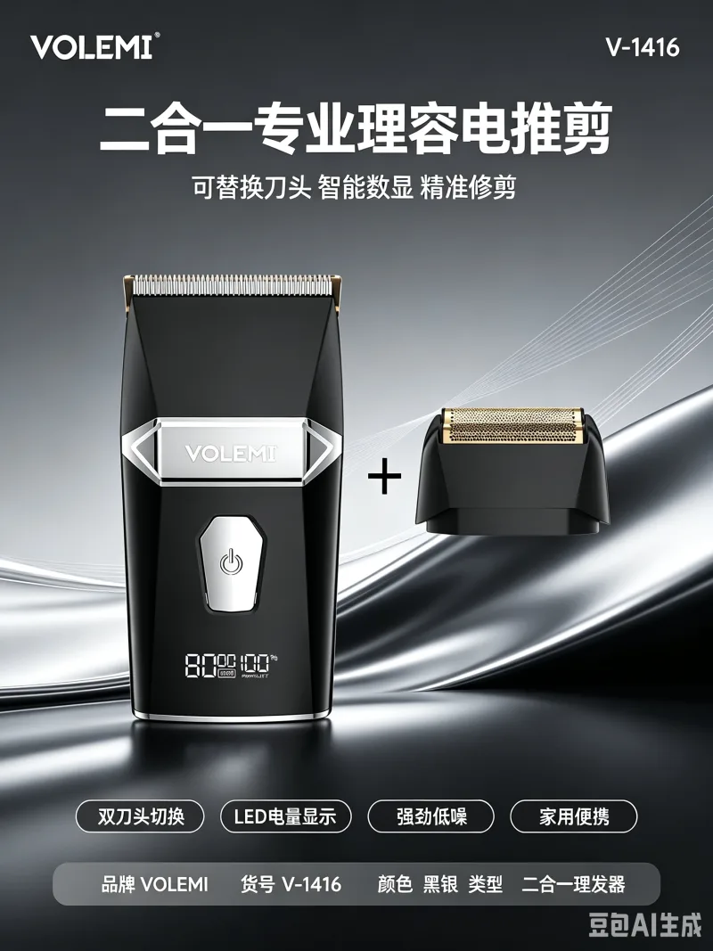 VOLEMI Hair Clipper Steel Blade Ergonomic Grip V-1416