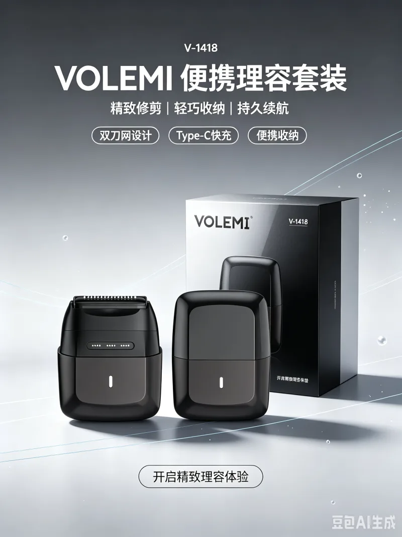 VOLEMI Hair Clipper Quiet Motor Steel Blade Dry Wet V-1418