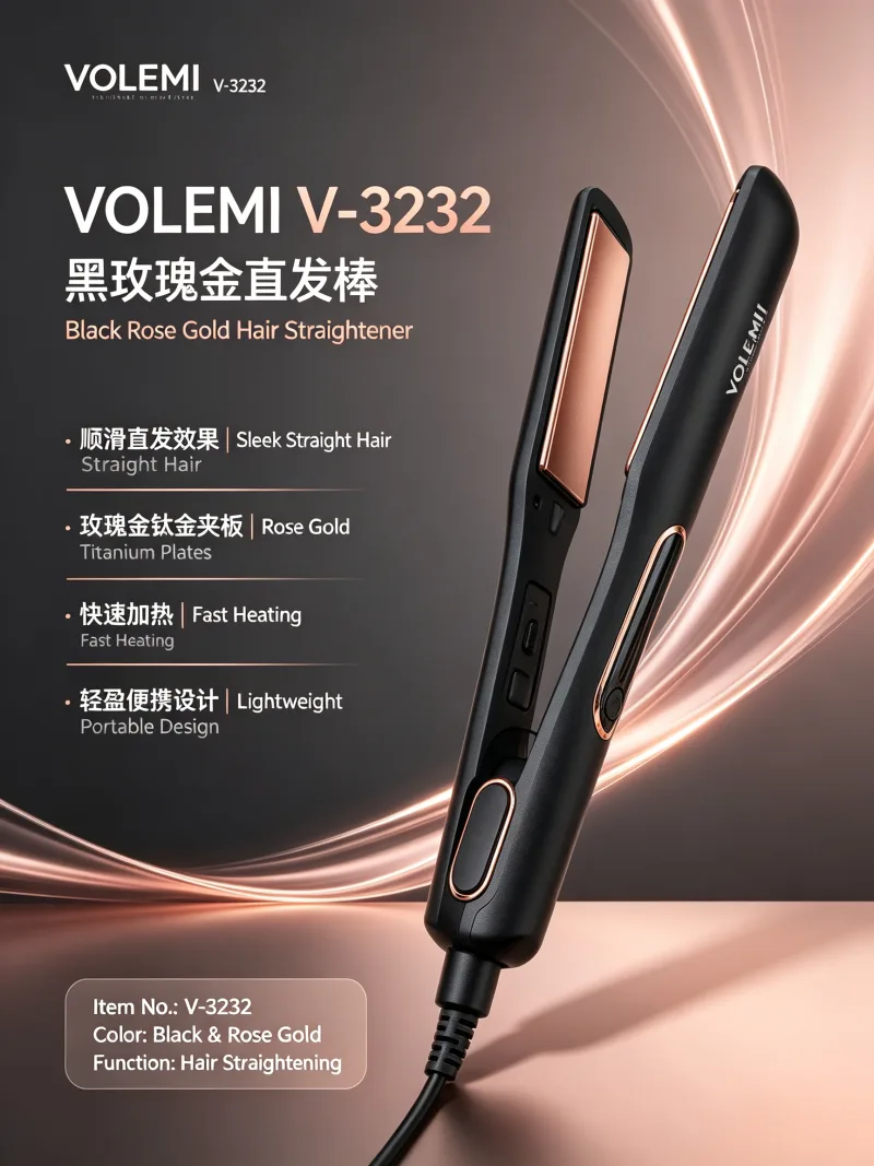 VOLEMI Ceramic PTC Hair Straightener Fast Heat Styling V-3232