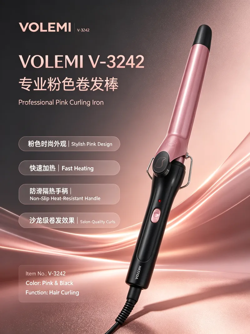 VOLEMI Ceramic Barrel Curling Iron Multi Heat Settings V-3242