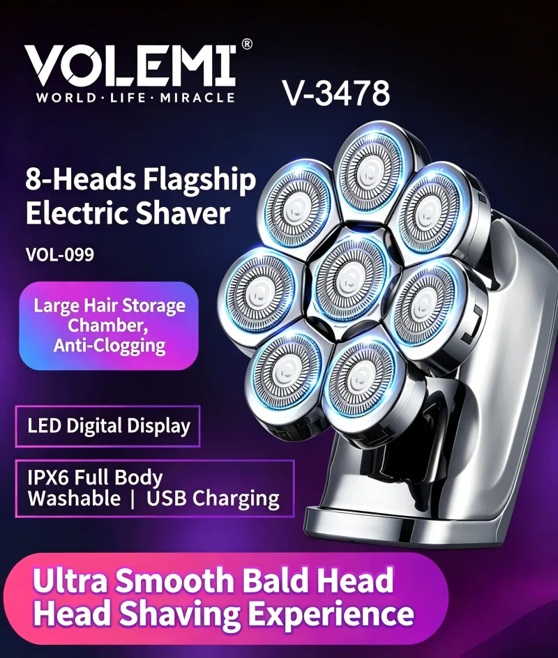 VOLEMI Professional Cordless Hair Clipper Adjustable Steel Blade V-3478
