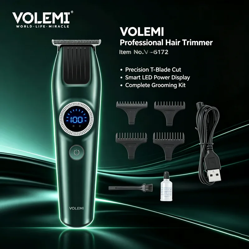 VOLEMI Professional Hair Clipper Type-C Fast Charge 60pcs V-6172