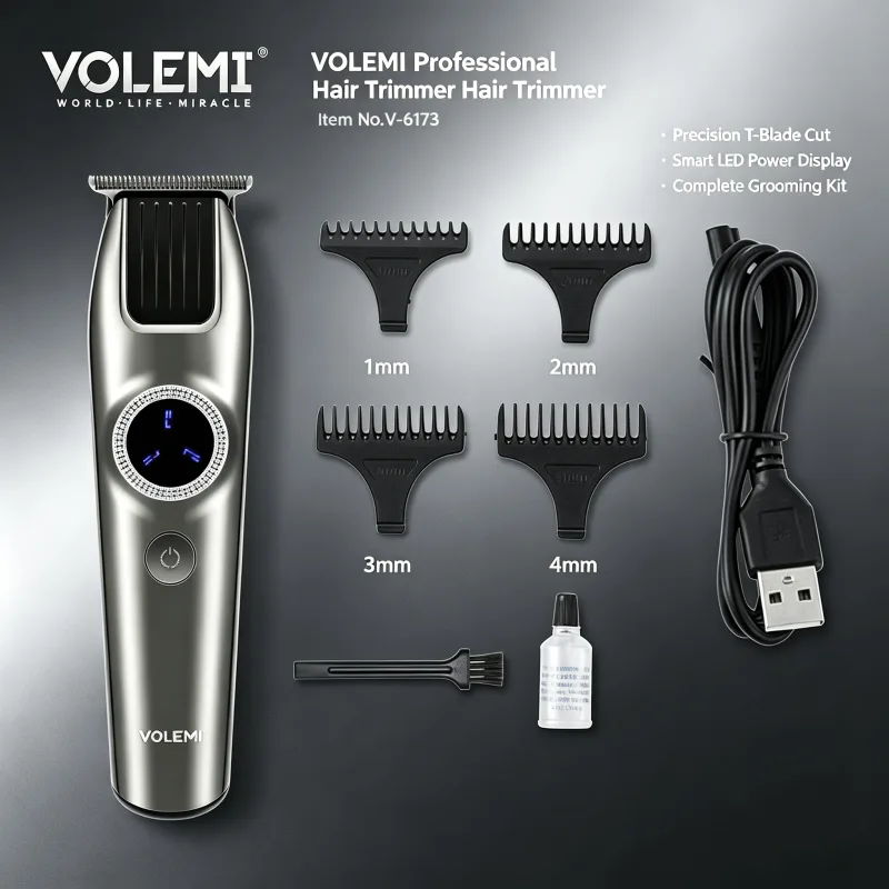 VOLEMI Professional Cordless Hair Clipper Type-C Rechargeable V-6173