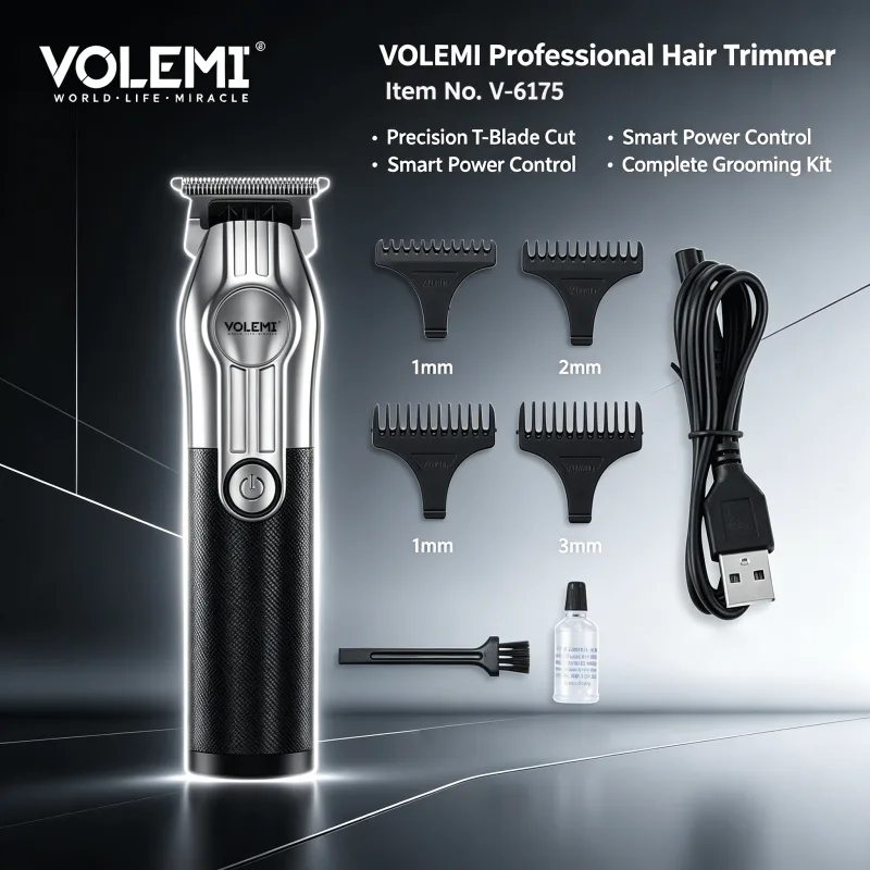 VOLEMI Cordless Hair Clipper Low Noise Steel Blade V-6175