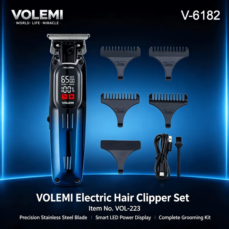 VOLEMI Cordless Hair Clipper Quiet Motor Steel Blade V-6182