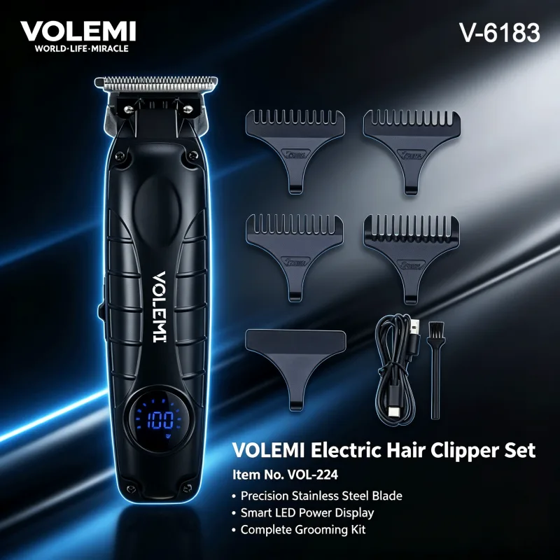 VOLEMI Rechargeable Hair Clipper Quiet Motor Steel Blade V-6183