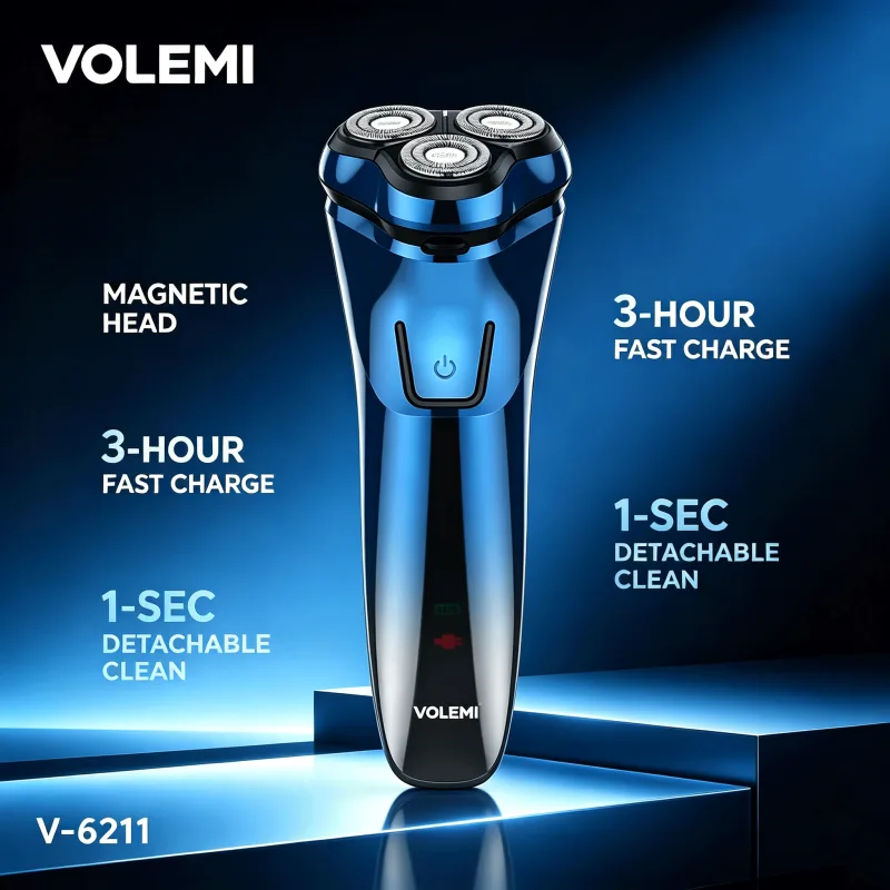 VOLEMI Men's Shaver Waterproof Washable Wet & Dry Type-C V-6211