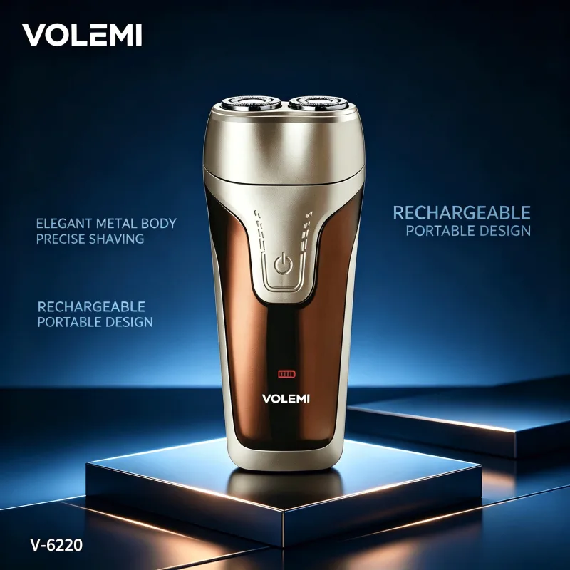 VOLEMI Men's Shaver Rotary Head Wet & Dry USB Rechargeable V-6220
