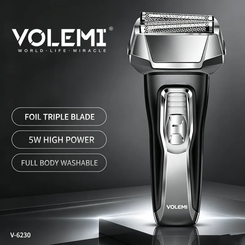 VOLEMI Men's Shaver Waterproof Rechargeable Wet & Dry V-6230