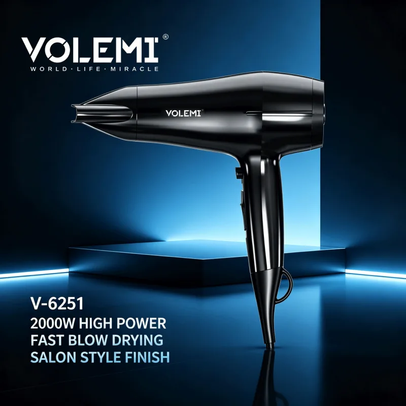VOLEMI Hair Dryer 1600W Compact Travel Ionic V-6251