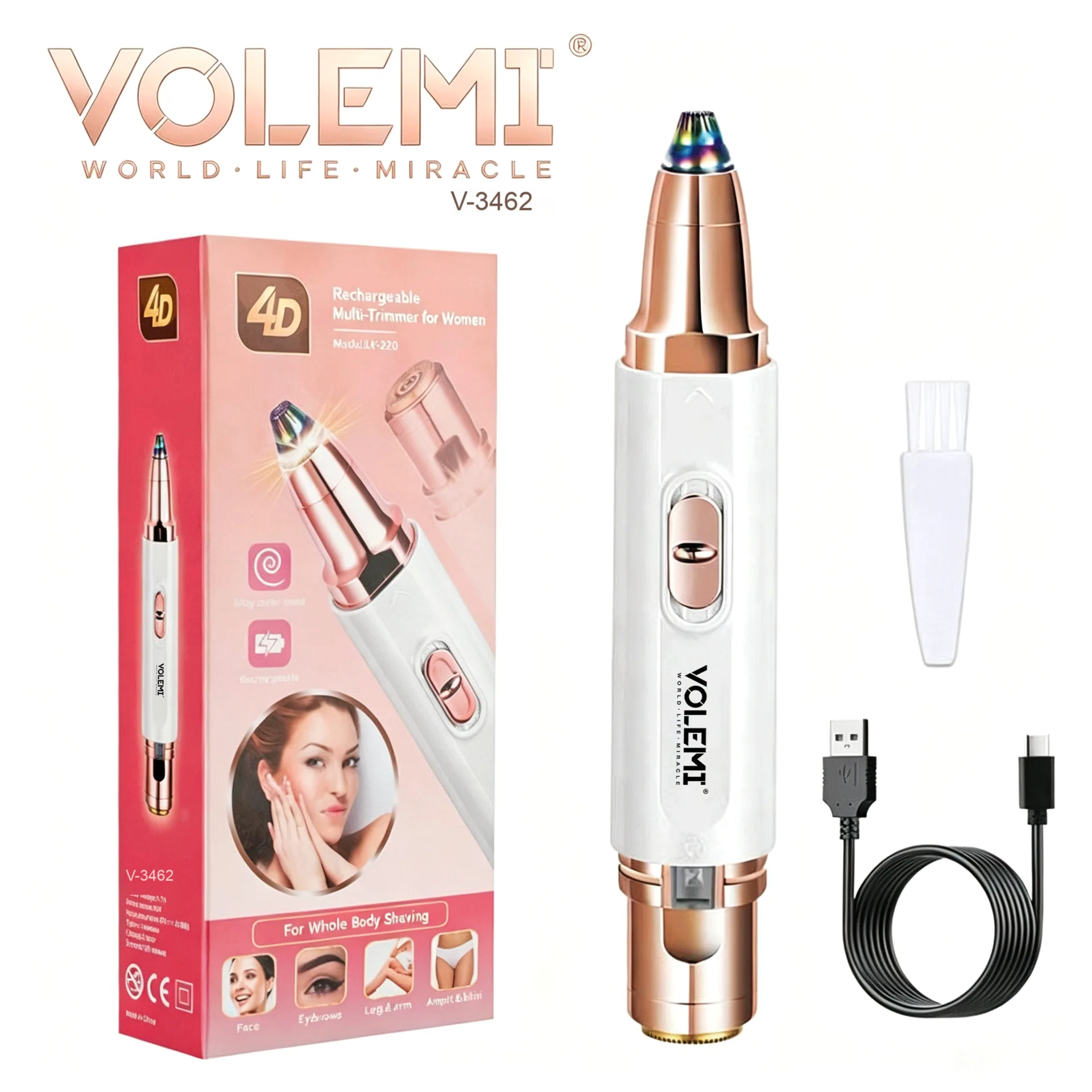 VOLEMI Men's Shaver Travel Size Wet & Dry Type-C Rechargeable v-5030