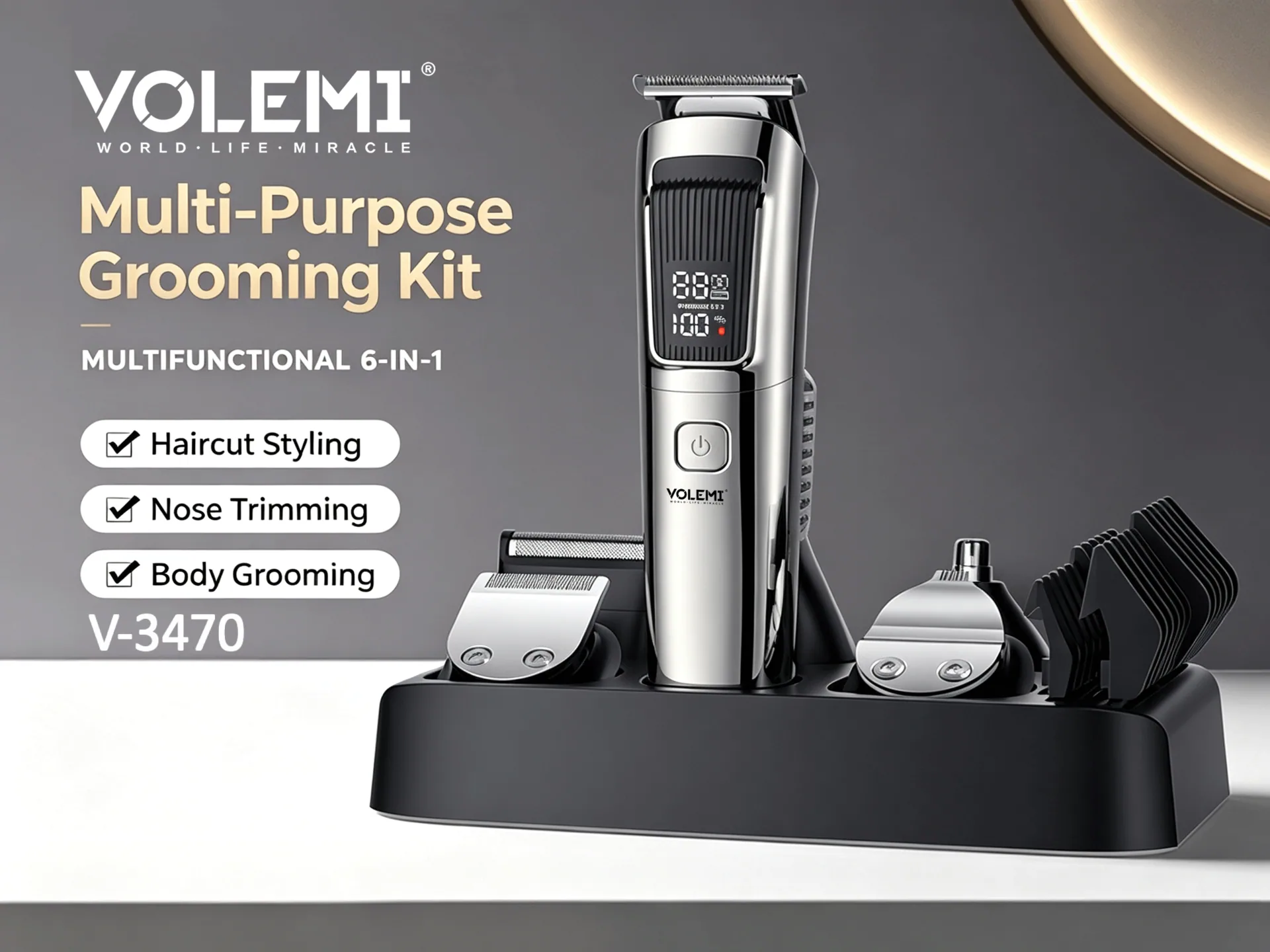 VOLEMI Men's Shaver Floating Foil Wet & Dry Type-C Rechargeable v-5031
