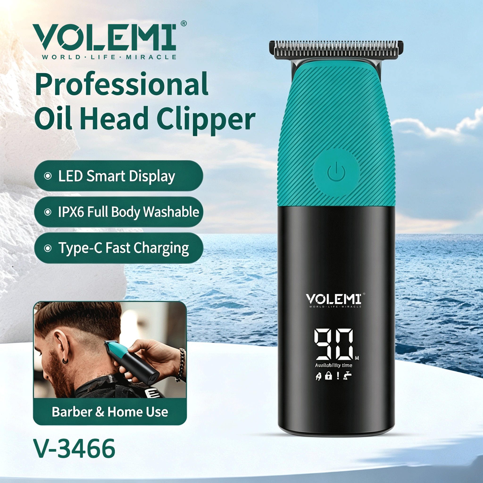 VOLEMI Men's Shaver Mini Floating Foil Wet & Dry USB Rechargeable v-5032