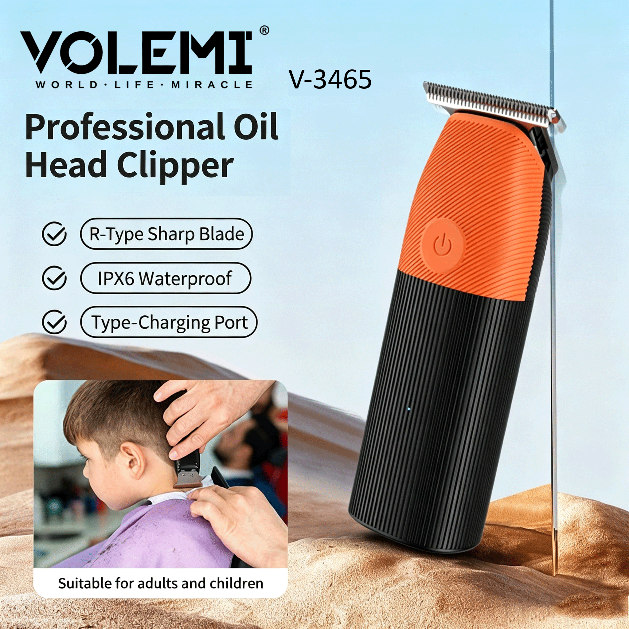 VOLEMI Men's Shaver Floating Rotary Head Wet & Dry Washable Bulk v-5033