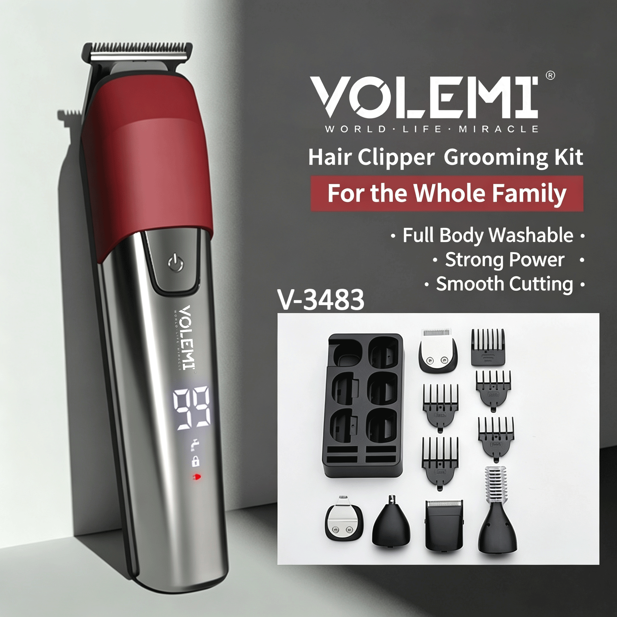 VOLEMI Ergonomic Scalp Massage Hair Brush Heat-Resistant v-5036