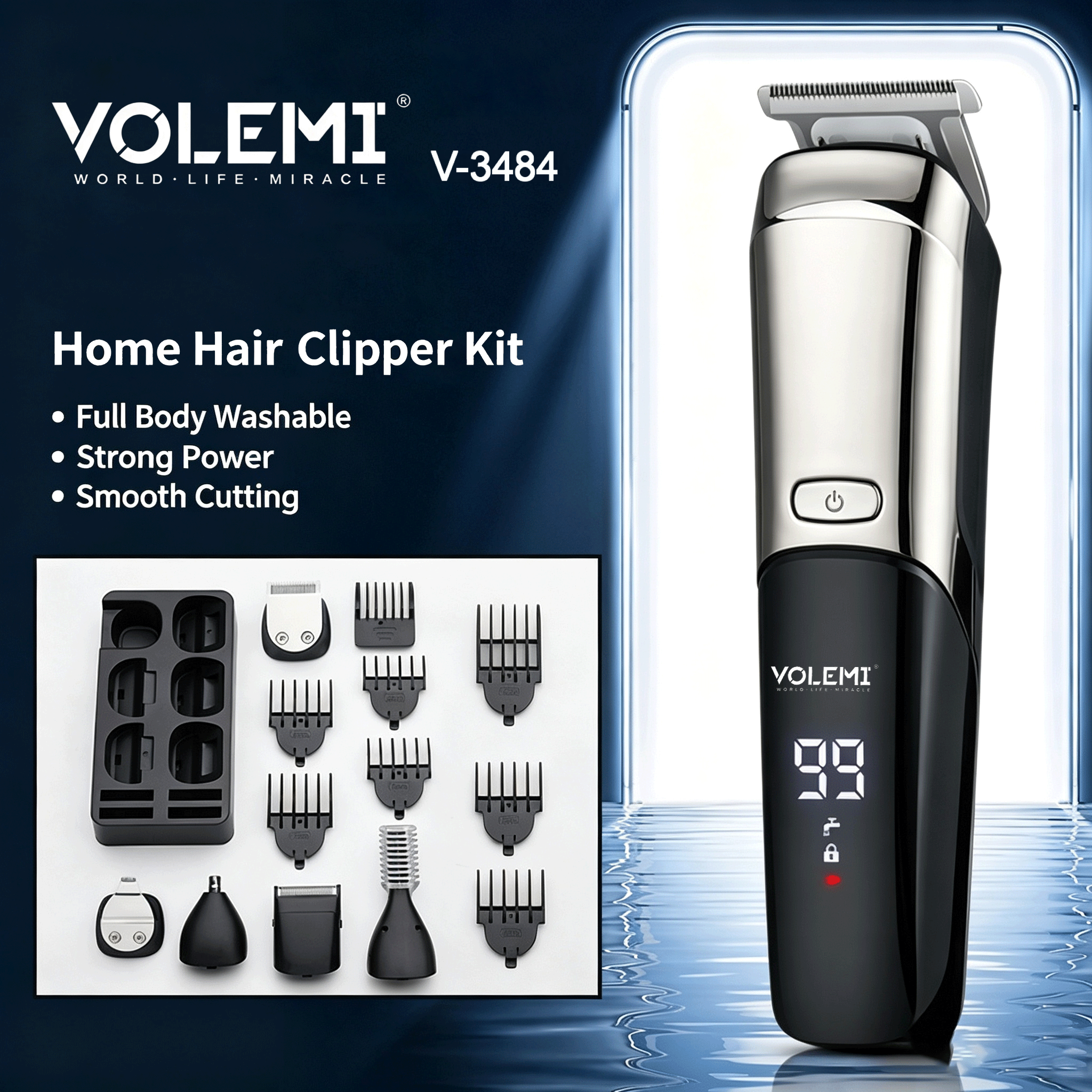 VOLEMI Wide-Voltage Travel Hair Brush Scalp Massage v-5037