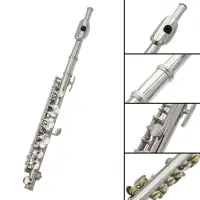 16 hole short flute, silver, C key, E key, white copper tube body, student beginner, exam grade, playing short flute, Western in